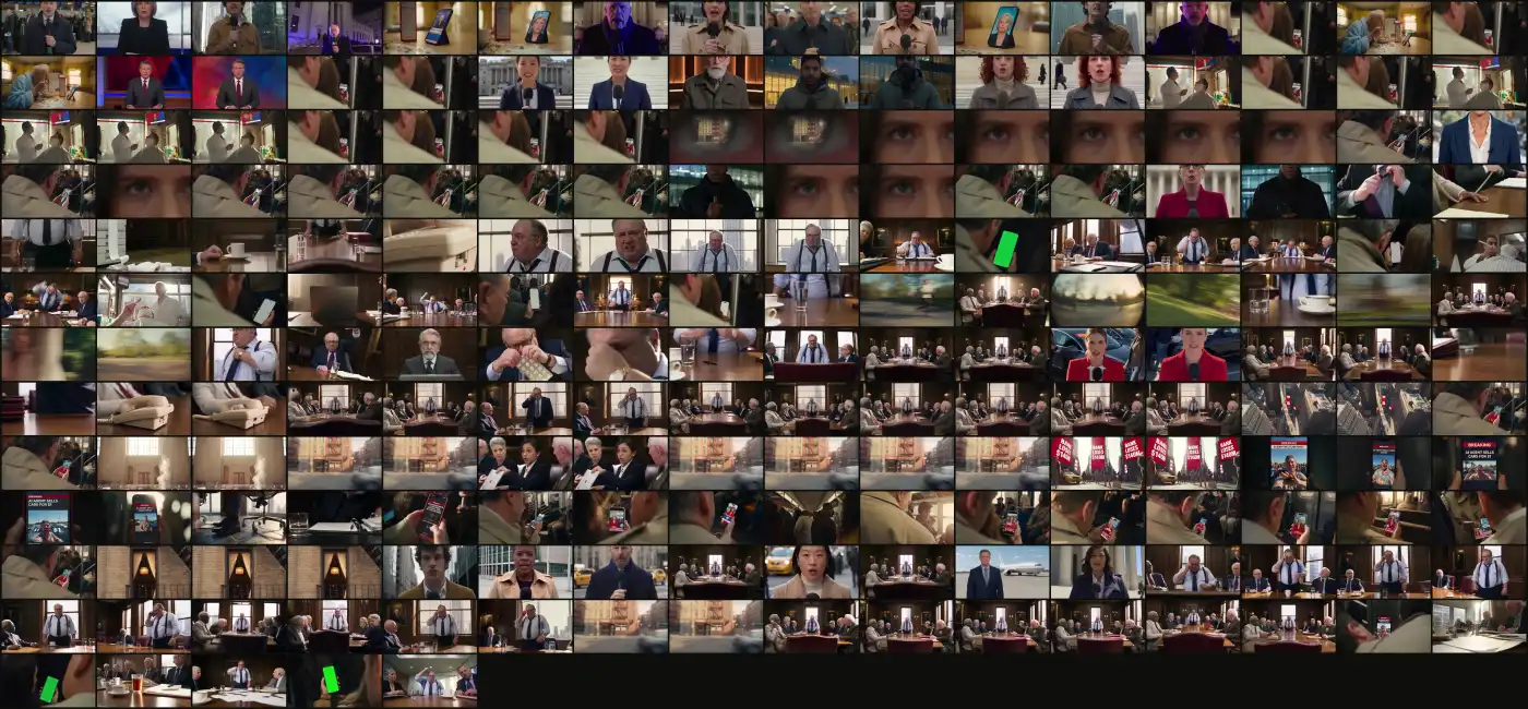 All 197 generated video takes in chronological order